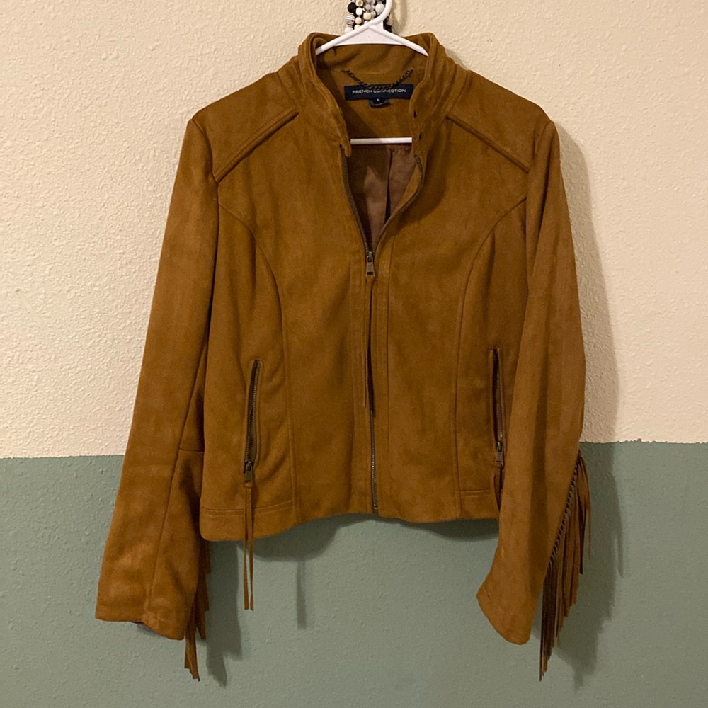 French Connection faux suede brown jacket SzM